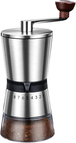 Vista 8 de Molinillo manual de café con rebaba de cerámica y 6 ajustes de grosor para granos de espresso, prensa francesa, café por goteo y café de filtro
