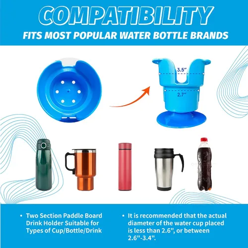 Vista 2 de iTAOSTAR Soporte para tazas multifunción, tabla de remo de dos secciones, adecuado para tipos de taza/botella/bebida, accesorios prácticos