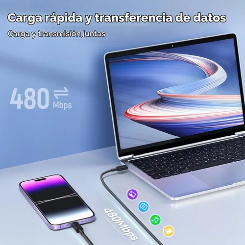 Vista 5 de Cargador de teléfono de carga rápida, 【Certificado MFi】 Paquete de 2 cargadores de pared USB-C de 20 W con 1 paquete de cable de carga rápida