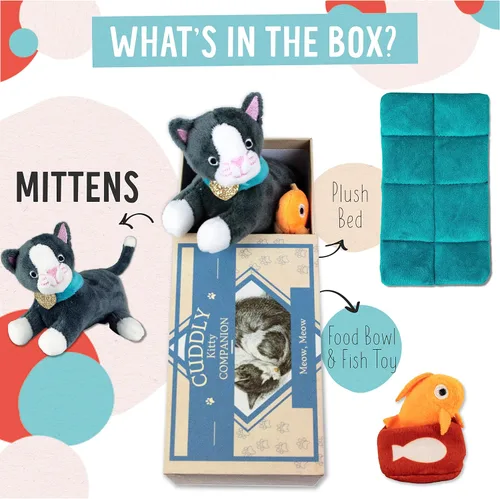 Vista 3 de Animales en cajas - Juego de manoplas el gatito con peluche y accesorios