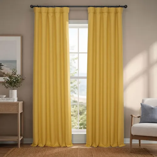 Vista 71 de HPD Half Price Drapes - Cortinas de lino sintético para sala de estar (2 paneles) - 100 pulgadas de ancho x 84 pulgadas de largo - Cortinas