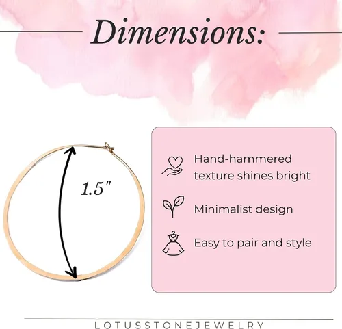 Vista 141 de Aretes de aro finos martillados, elegantes plata esterlina geométrica sólida, relleno de oro y relleno de oro rosa; para mujer por Lotus Stone
