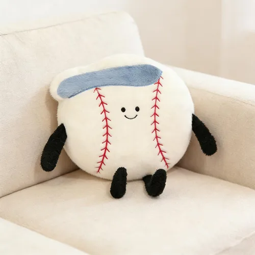 Vista 2 de Linda Almohada de Béisbol Suave Animal de Peluche de Béisbol Almohadas Deportivas, 17.7" Regalos de Juguete de Peluche Únicos para Adolescentes