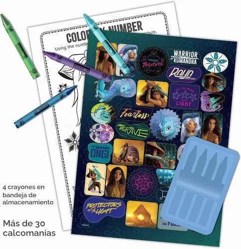Vista 2 de Disney Raya y el último dragón - Libro de colorear y actividades de 48 páginas con 4 crayones 50781