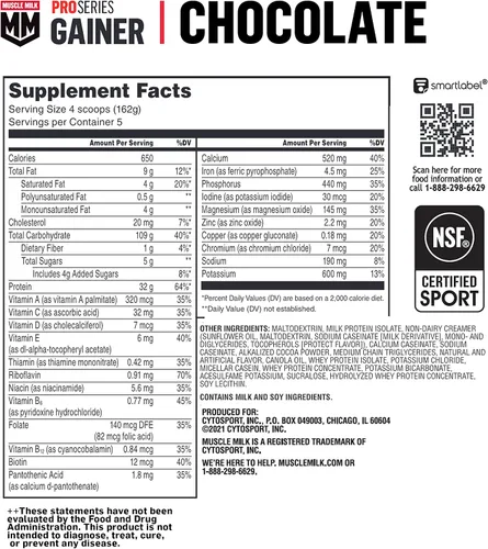 Vista 7 de Muscle Milk Gainer Proteína en Polvo, Chocolate, 32g Proteína, 5 Libras