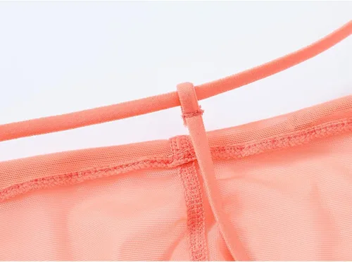 Vista 9 de TANBOM Tanga para hombre, con espalda en Y, de tiro bajo, transpirable, cómoda, de nailon, con bolsa