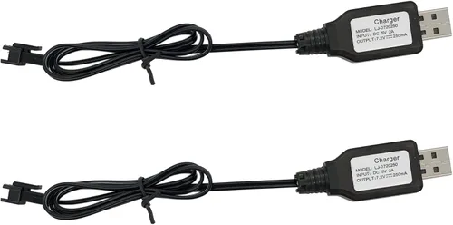 Vista 2 de SM2P Cargador para batería Ni-Cd Ni-Mh de 7.2 V Huina 1550 15 canales RC Excavadora RC Cars Toy Toy Cable de carga USB, paquete de 2