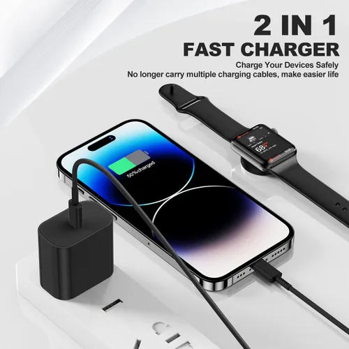 Vista 4 de Cable de carga USB C mejorado para Apple Watch, [certificado Apple MFi], cable de carga magnético para iWatch de 6 pies, cable de carga tipo C 2