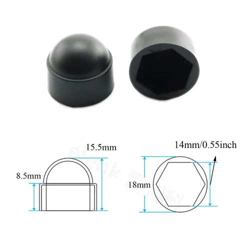 Vista 2 de Tapa de protección de tuerca de perno negro con cabeza hexagonal de nailon, cubierta protectora M8x14 mm-30PCS