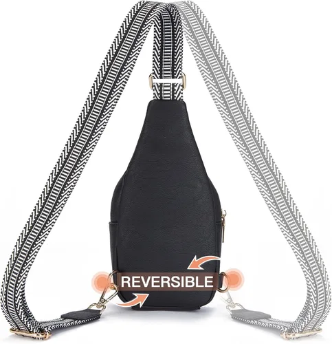 Vista 5 de Telena Riñonera pequeña para mujer, de cuero, cangureras, bolsa de pecho para mujer