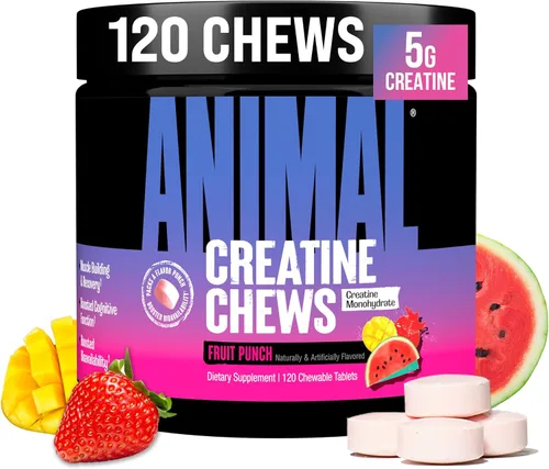 Vista 12 de Animal Gomitas de Creatina – Tabletas masticables mejoradas de monohidrato de creatina con AstraGin y sal marina, máxima absorción pre