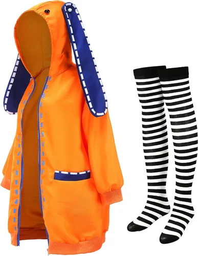 Vista 2 de Abrigo con capucha de conejo para mujer, disfraz de anime para cosplay