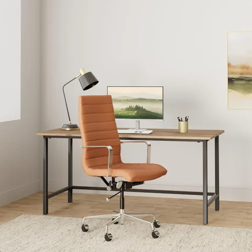 Vista 2 de Laura Davidson Furniture SOHO II Silla de gestión acanalada con respaldo alto (marrón)
