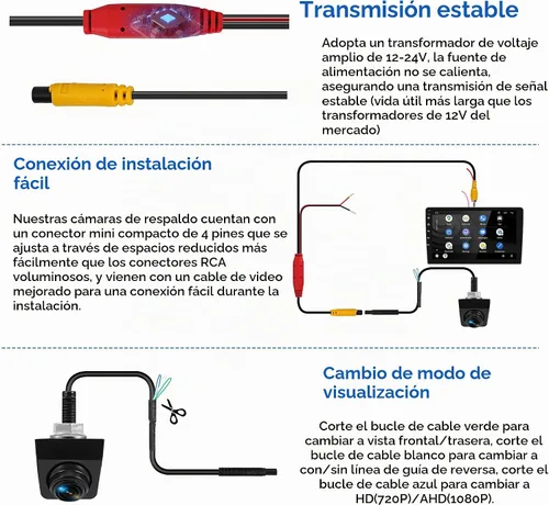 Vista 4 de Backup Camera with Switchable Front View, 1080P AHD Metal Camera