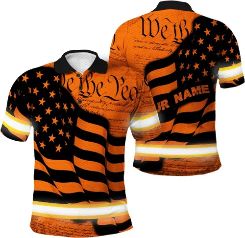 Vista 15 de Maddly Polo de alta visibilidad con diseño de calavera y bandera de Estados Unidos, ropa de trabajo patriótica con nombre personalizado