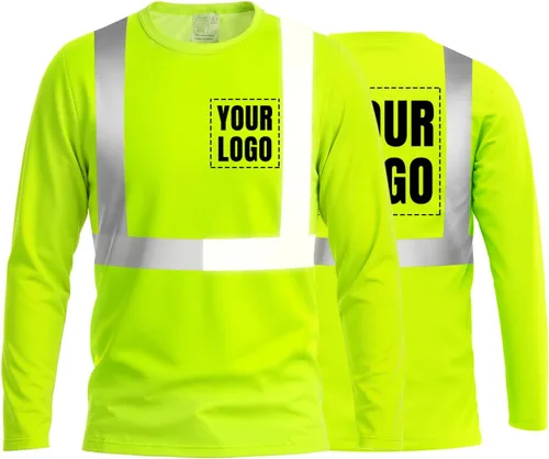 Vista 40 de La alta visibilidad reflexiva de las camisetas de la seguridad del logotipo de encargo Hola Vis de Verde neón - Estilo 8