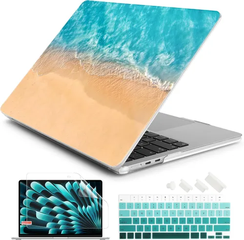 Vista 16 de Batianda Estuche Premium para Nuevo MacBook Air de 15 Pulgadas 2025 M4 2024 2023 con Chip M3 M2 Modelo A3241/A3114/A2941, Estuche Protector de Olas