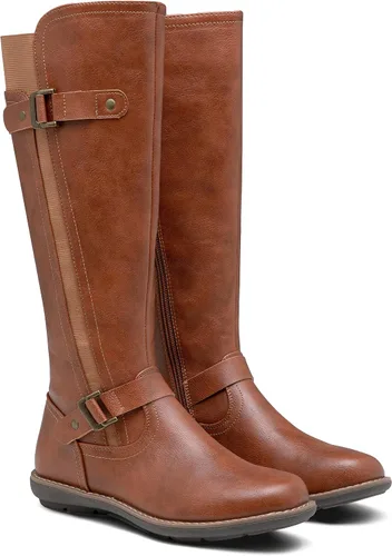 Vista 7 de Jeossy Botas hasta la rodilla 9656 para mujer, botas de equitación de moda con hebilla