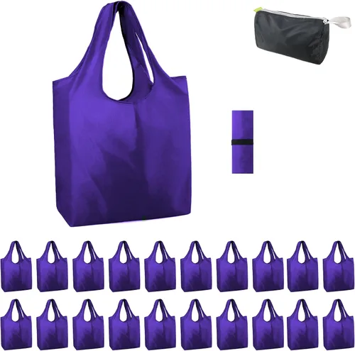 Vista 27 de BeeGreen Bolsas de comestibles reutilizables de Navidad con bolsa de almacenamiento con cremallera, paquete de 10 bolsas de compras reutilizables a