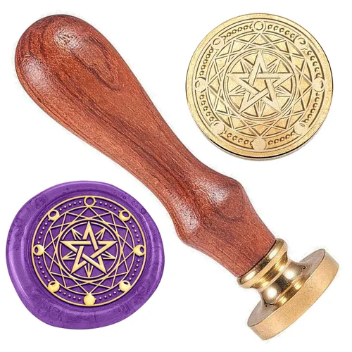 Vista 10 de Magic All Seeing - Sello de cera para ojos, sello de cabeza de latón de constelación de 1 pulgada con mango de madera, sello de cera de sellado