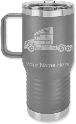 Vista 29 de LaserGram Taza de café aislada al vacío de 15 onzas, cabina de camión, grabado personalizado incluido (negro)