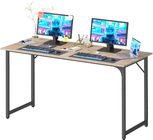 Vista 22 de PayLessHere Escritorio para computadora de 32 pulgadas Negro Escritorio de oficina con marco de metal, pies ajustables Superficie resistente