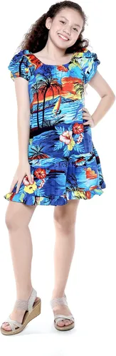 Vista 6 de Matchable Family Hawaiian Luau - Ropa para hombres, mujeres, niñas y niños, color azul atardecer