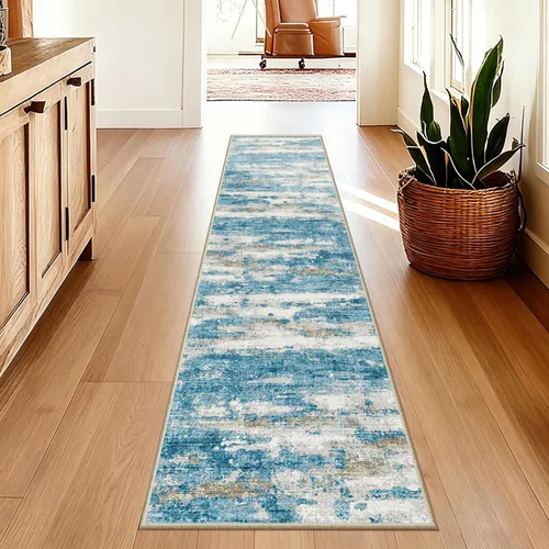 Vista 16 de Alfombra de pasillo lavables de 2 x 5, moderna alfombra abstracta para corredor, alfombra de pasillo de cocina ultrafina con respaldo
