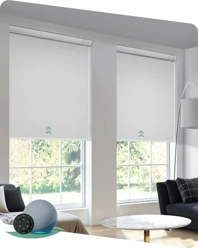 Vista 9 de Yoolax Persianas motorizadas con control remoto, persianas inteligentes opacas para ventanas interiores, cortinas automáticas compatibles con Alexa
