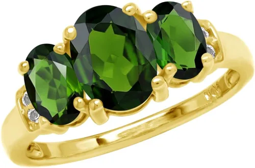 Vista 18 de Silvershake Anillo de Declaración Clásico de 3 Piedras de Forma Ovalada con Gemas de Piedra Natal de Plata Esterlina 925 Chapado en Oro Blanco o Oro