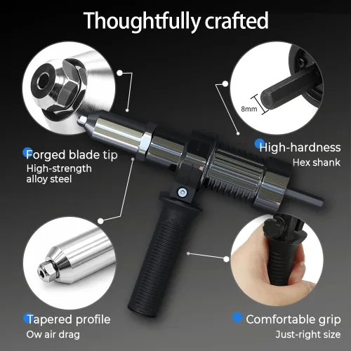 Vista 4 de Electric Rivet Gun Adapter Kit - Pop Rivet Gun Attachment for Cordless Drill - Efficient Riveting Tool for Easy Assembly