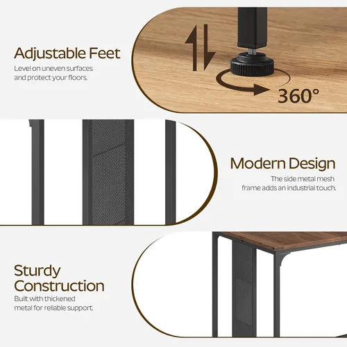 Vista 5 de YATINEY Mesa de comedor para 6-8, mesa de cocina grande de 63 pulgadas, mesa de comedor industrial, mesa rectangular de madera con pies ajustables
