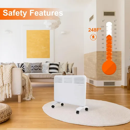 Vista 6 de Calentador súper eficiente para uso en interiores, calentadores silenciosos portátiles independientes de 1000 W con control digital LED ajustable