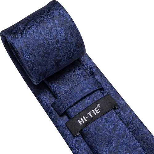 Vista 46 de Hi-Tie Corbatas de seda para hombre, diseño de cachemira a rayas, con bolsillo, gemelos cuadrados, conjunto formal de negocios