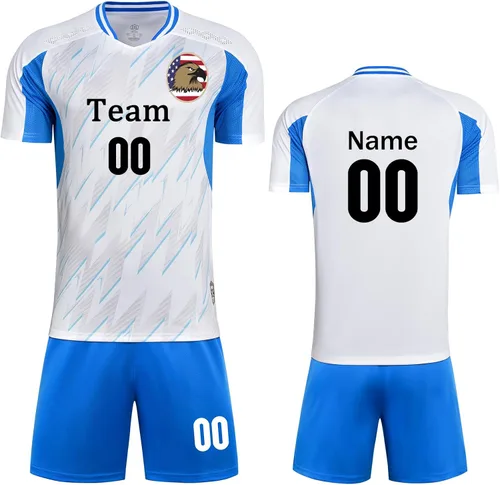 Vista 13 de Camisetas de fútbol personalizadas para niños, hombres y mujeres, camiseta y pantalones cortos de fútbol personalizados, uniformes de fútbol