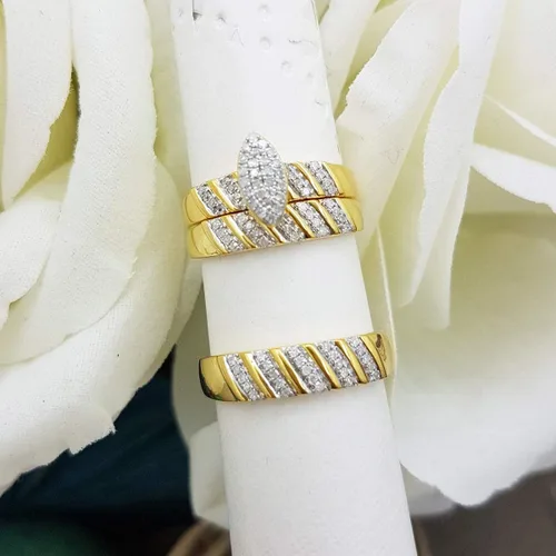 Vista 5 de Dazzlingrock Collection Anillo de compromiso de 0.35 quilates (ctw) con diamantes blancos redondos para hombre y mujer, conjunto de trío de 13 CT