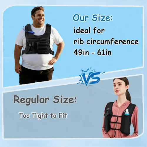 Vista 2 de King Mills Plus Size Hydration Trail Running Vest with Water Pouch Black