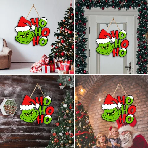 Vista 7 de Letrero de Puerta de Navidad Letrero de Madera de Navidad Colgador de Madera de Navidades para Decoración de Puerta Delantera Exterior