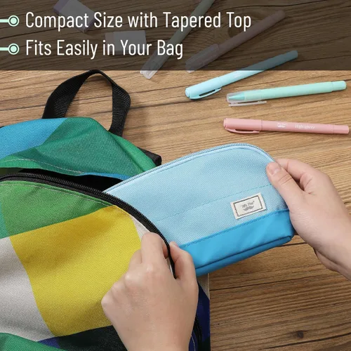 Vista 5 de Mr. Pen- Estuche para lápices de apertura amplia, diseño triangular Compact & Spacious Pencil Cases with 5 Mesh Pockets, Bag Pouch, Box Organizer
