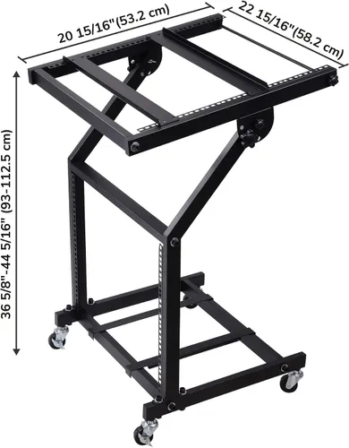 Vista 6 de AW, soporte ajustable con ruedas para mezcladora de DJ, equipo de música de estudio, para fiestas, 9U
