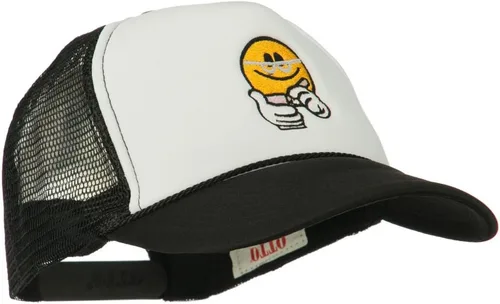 Vista 5 de e4Hats Scribe Smile Face - Gorra de malla de espuma bordada Negro blanco