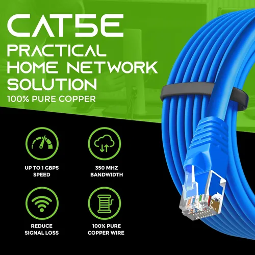 Vista 8 de GearIT Paquete de 20 cables de conexión Ethernet Cat5e de 7 pies, cable de red LAN RJ45 sin enganches, color azul