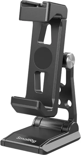 Vista 4 de SMALLRIG Soporte de trípode de metal para teléfono, soporte para teléfono celular con adaptador de liberación rápida para Arca-Swiss, soporte