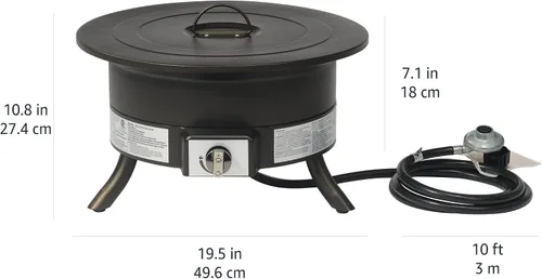 Vista 15 de Amazon Basics Fogata de propano portátil, redonda de 19 pulgadas, gas para patio, 55,000 BTU, correa de transporte