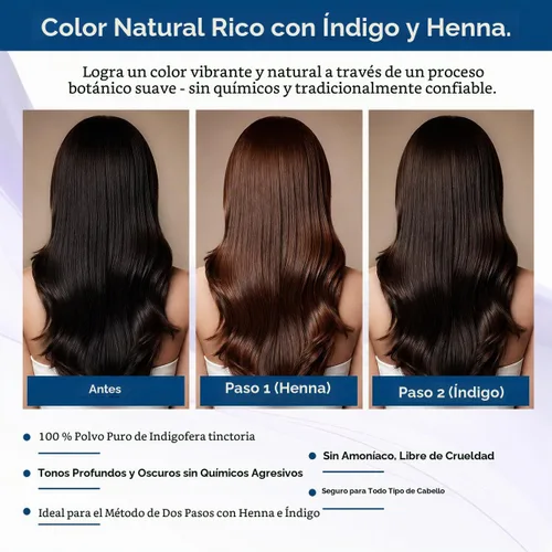 Vista 6 de Herb Magic Indigo - Polvo para cabello, tinte negro natural, Indigofera, 8