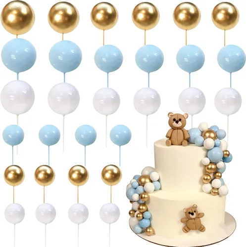 Vista 12 de 24 piezas de decoración para tartas con bolas, púas para pasteles con bolas, decoración para pasteles con forma de bola, decoración para cupcakes