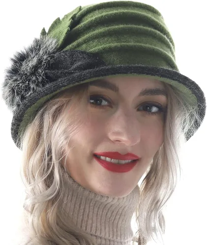 Vista 3 de Vestido de lana para mujer sombrero con estampado floral de invierno M