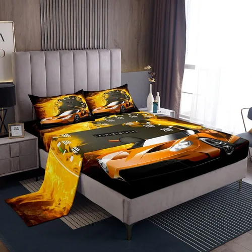 Vista 7 de Erosebridal Juego de ropa de cama para niños, sábanas kawaii con diseño de gato, tamaño individual, juego de cama de 3 piezas con 1 sábana bajera, 1