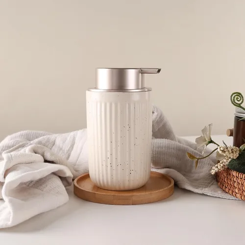 Vista 7 de BosilunLife Dispensador de Jabón de Manos de Espuma - Dispensador de Jabón de Espuma de Cerámica para Baño de 12 oz Dispensador de Jabón Líquido