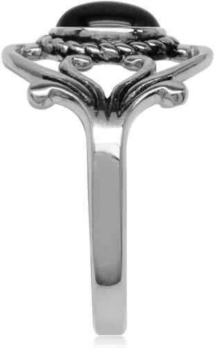 Vista 3 de Silvershake Bezel Set Cabochon Gemstone Surrounded by Twisted Rope White Gold Plated 925 Sterling Silver Victorian Style Ring